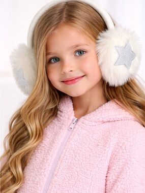 Cat & Jack • NWT Cozy White and Silver Star Kids Earmuffs
